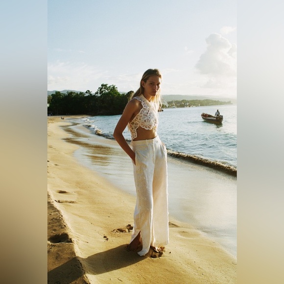 LACE TRIM LINEN TOP & PANTS LIMITED EDITION SIZE L- REF. 7953/936 & 3239/936 - Picture 11 of 16